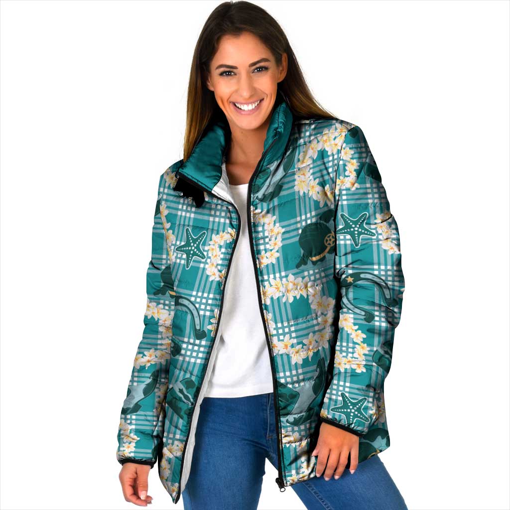 Aloha Hawaii Paniolo Teal Palaka Padded Jacket Coastal Rodeo - Polynesian Pride