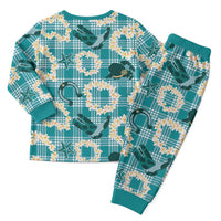 Aloha Hawaii Paniolo Teal Palaka Christmas Pajama Set Coastal Rodeo - Polynesian Pride