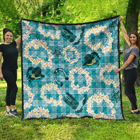 Aloha Hawaii Paniolo Teal Palaka Quilt Coastal Rodeo - Polynesian Pride
