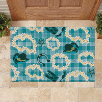 Aloha Hawaii Paniolo Teal Palaka Rubber Doormat Coastal Rodeo - Polynesian Pride