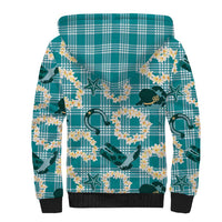 Aloha Hawaii Paniolo Teal Palaka Sherpa Hoodie Coastal Rodeo - Polynesian Pride
