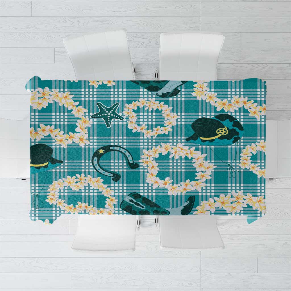 Aloha Hawaii Paniolo Teal Palaka Tablecloth Coastal Rodeo - Polynesian Pride