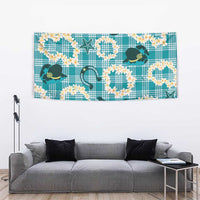 Aloha Hawaii Paniolo Teal Palaka Tapestry Coastal Rodeo - Polynesian Pride