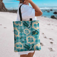 Aloha Hawaii Paniolo Teal Palaka Tote Bag Coastal Rodeo - Polynesian Pride