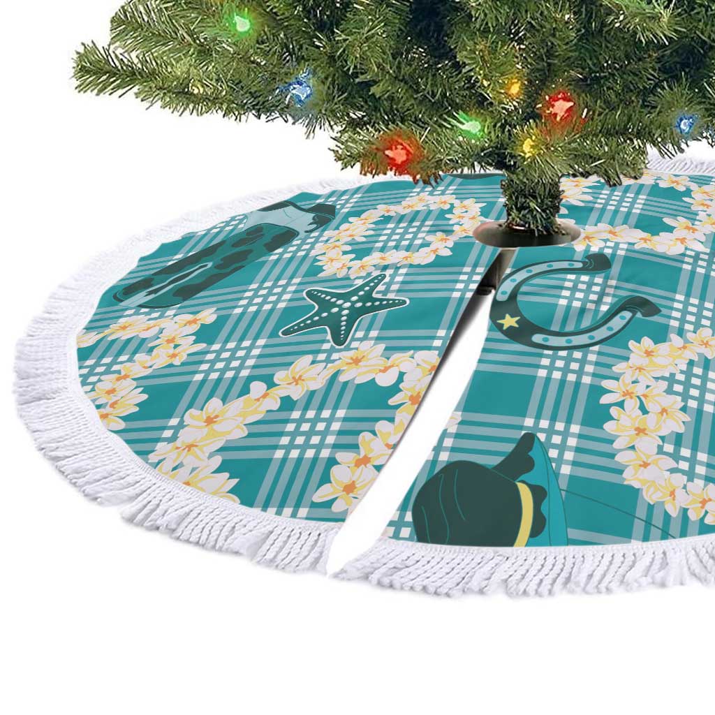 Aloha Hawaii Paniolo Teal Palaka Tree Skirt Coastal Rodeo - Polynesian Pride