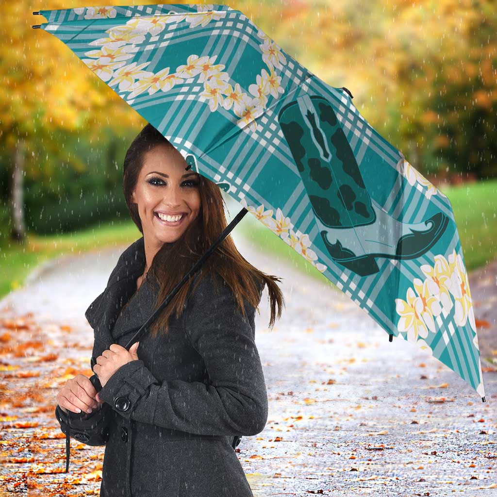 Aloha Hawaii Paniolo Teal Palaka Umbrella Coastal Rodeo - Polynesian Pride