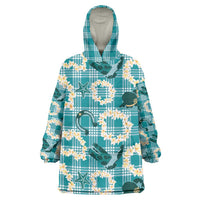 Aloha Hawaii Paniolo Teal Palaka Wearable Blanket Hoodie Coastal Rodeo - Polynesian Pride