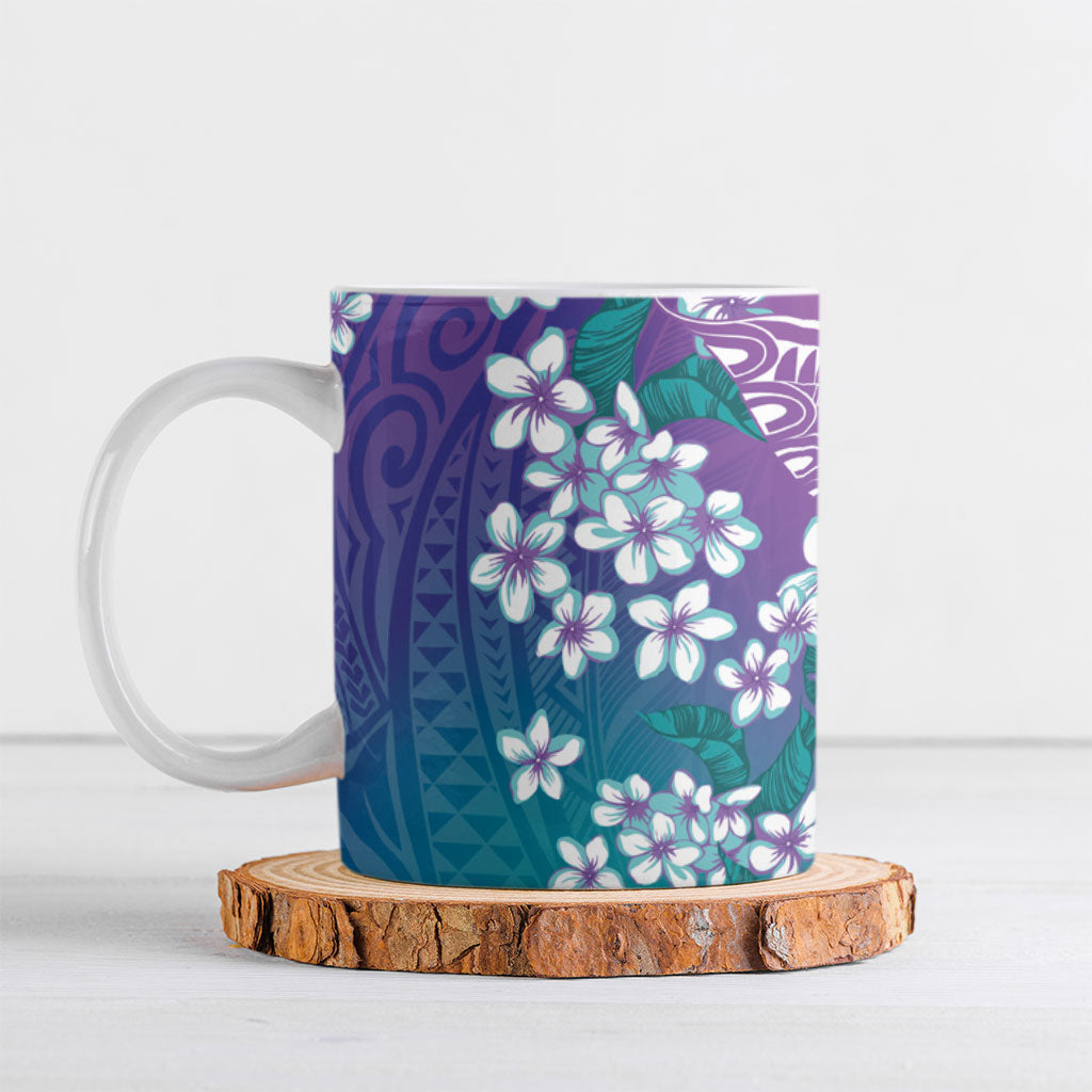 Dreamy Butterfly Polynesian Purple Teal Tribal Art Ceramic Mug Floral Vibes LT7 Purple Teal - Polynesian Pride