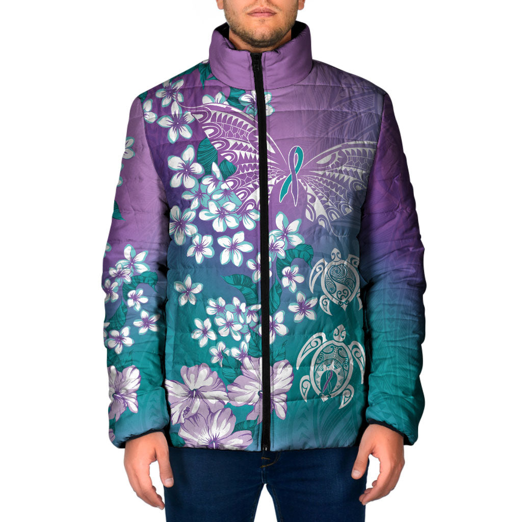 Dreamy Butterfly Polynesian Purple Teal Tribal Art Padded Jacket Floral Vibes LT7 Men Purple Teal - Polynesian Pride