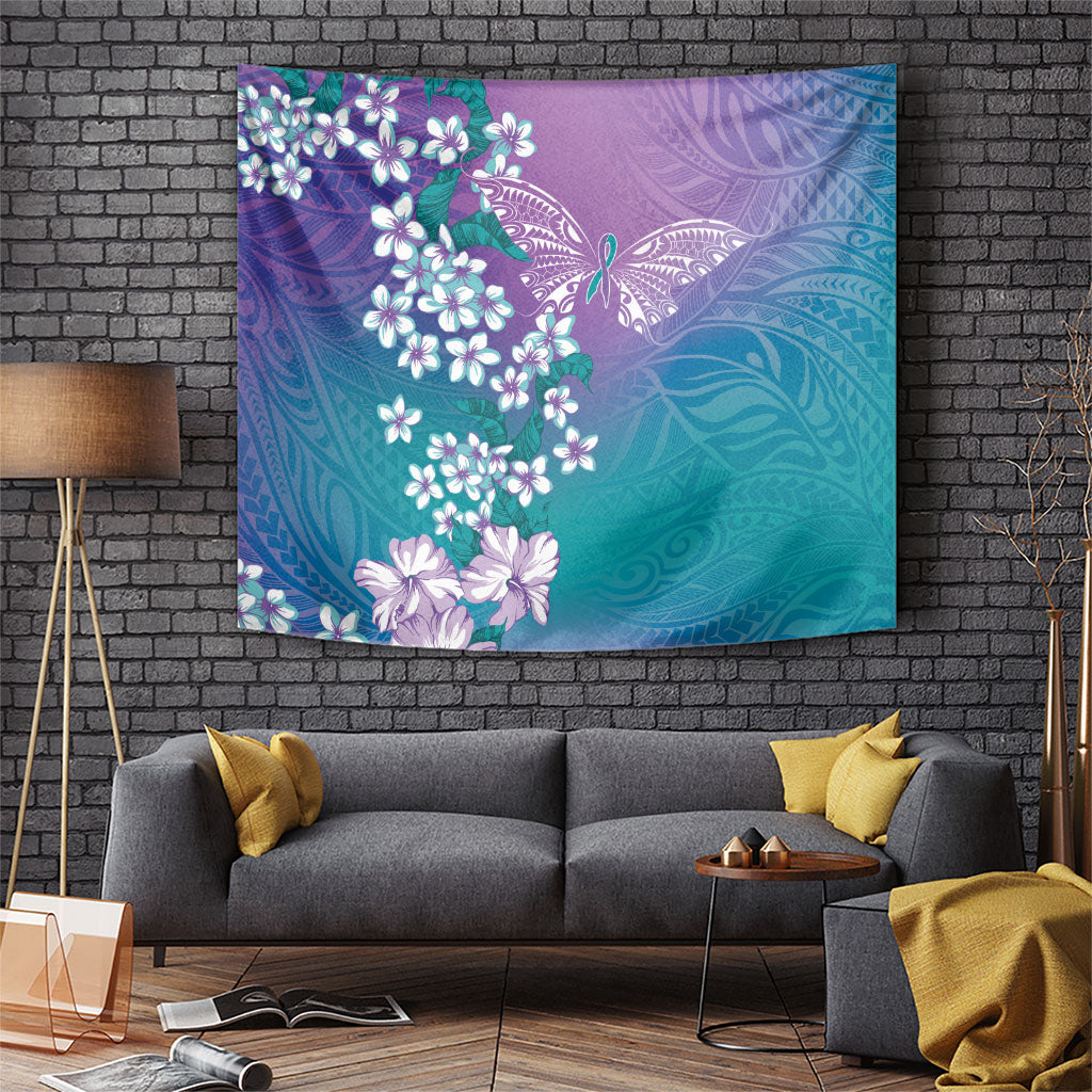 Dreamy Butterfly Polynesian Purple Teal Tribal Art Tapestry Floral Vibes LT7 Purple Teal - Polynesian Pride