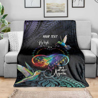 Polynesian Cancers Awareness Blanket Hummingbird - Fly High Until We Meet Again
