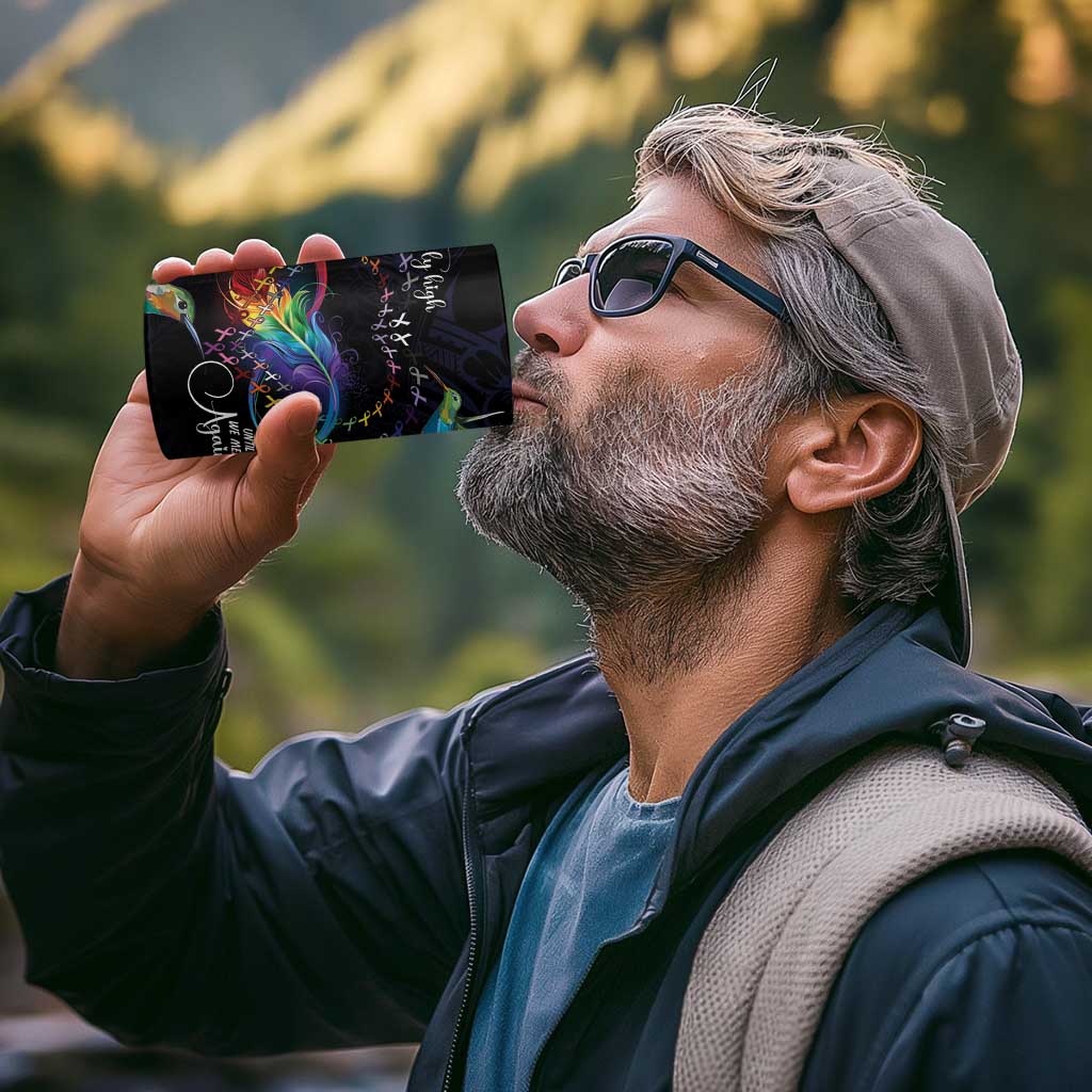 Polynesian Cancers Awareness 4 in 1 Can Cooler Tumbler Hummingbird - Fly High Until We Meet Again