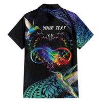 Polynesian Cancers Awareness Family Matching Puletasi and Hawaiian Shirt Hummingbird - Fly High Until We Meet Again