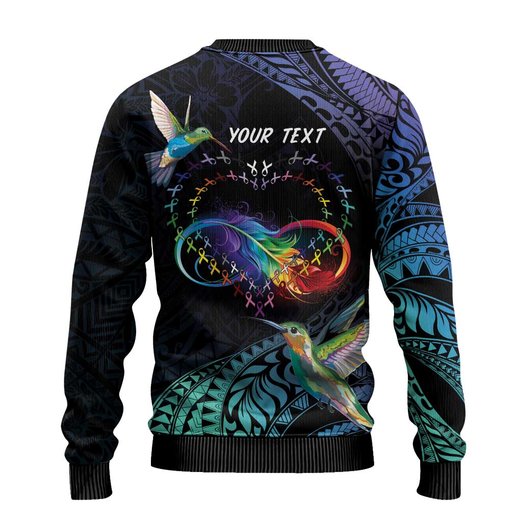 Polynesian Cancers Awareness Ugly Christmas Sweater Hummingbird - Fly High Until We Meet Again