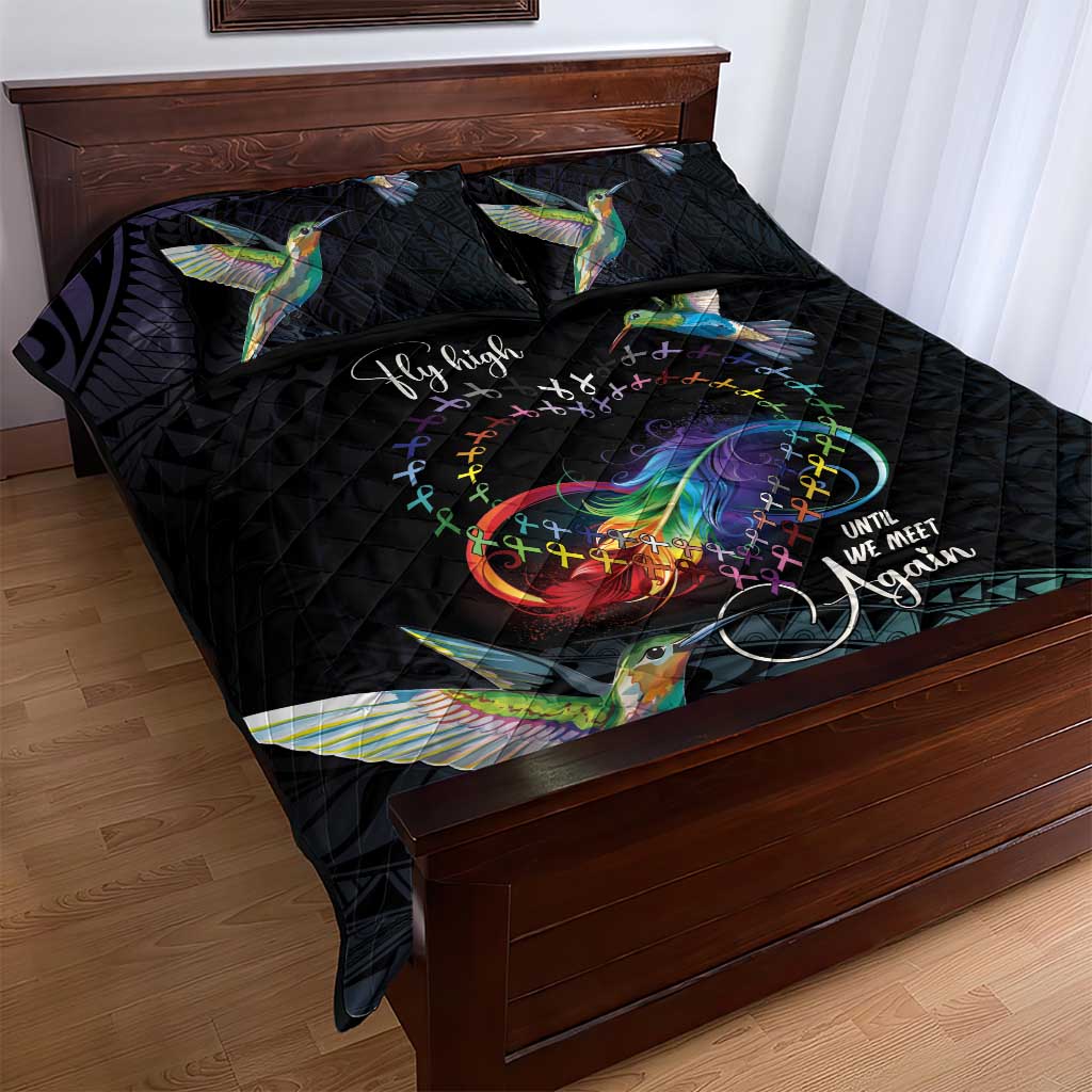 Polynesian Cancers Awareness Quilt Bed Set Hummingbird - Fly High Until We Meet Again