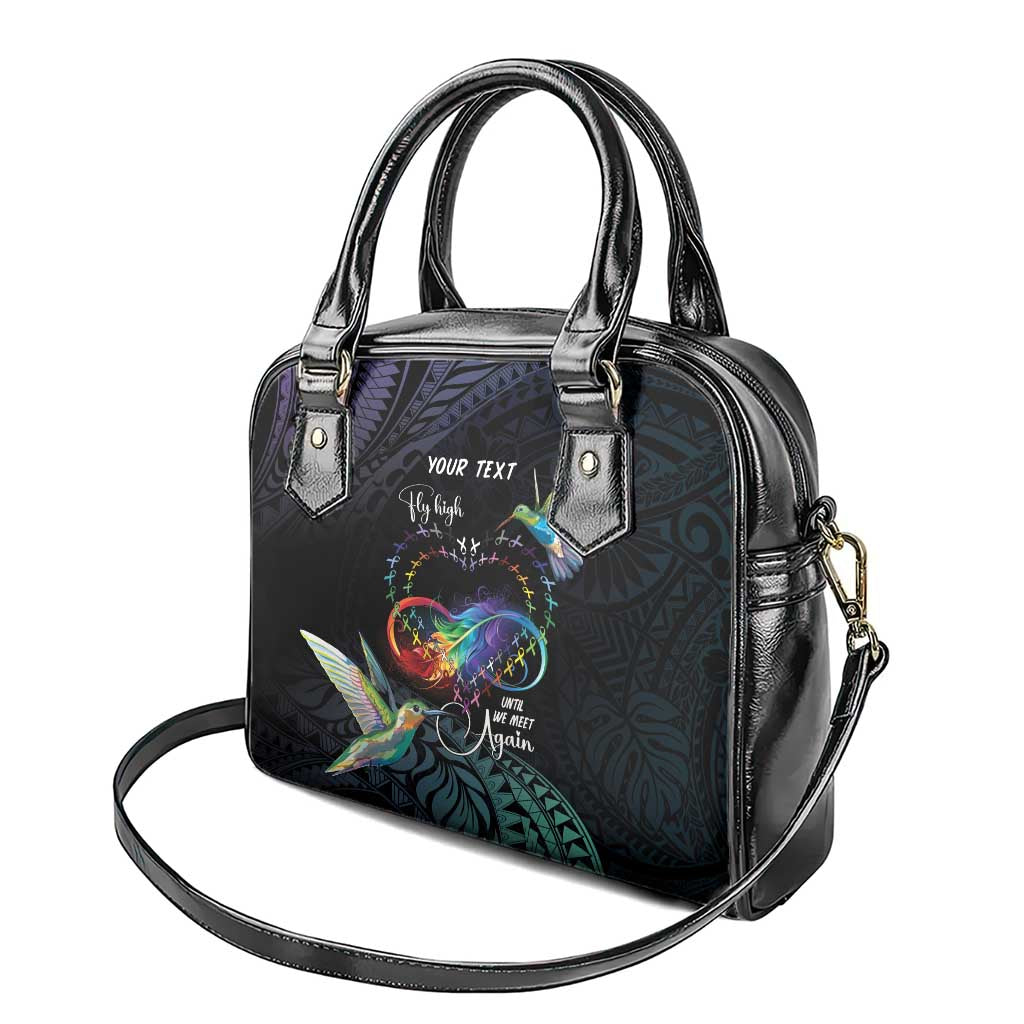 Polynesian Cancers Awareness Shoulder Handbag Hummingbird - Fly High Until We Meet Again