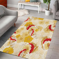 Beige Palaka Hawaii Aloha Area Rug Koi Pond Mix Ilima Flowers - Polynesian Pride