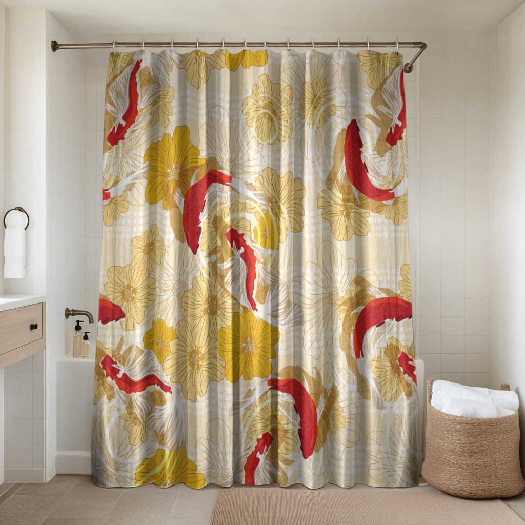 Beige Palaka Hawaii Aloha Bathroom Set Koi Pond Mix Ilima Flowers - Polynesian Pride