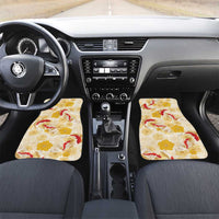 Beige Palaka Hawaii Aloha Car Mats Koi Pond Mix Ilima Flowers - Polynesian Pride