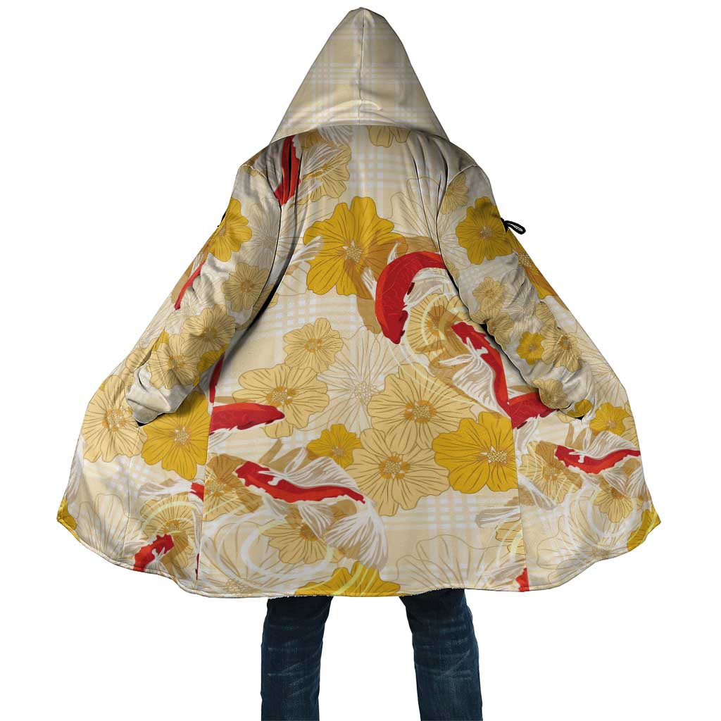 Beige Palaka Hawaii Aloha Cloak Koi Pond Mix Ilima Flowers - Polynesian Pride