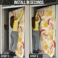 Beige Palaka Hawaii Aloha Door Cover Koi Pond Mix Ilima Flowers - Polynesian Pride