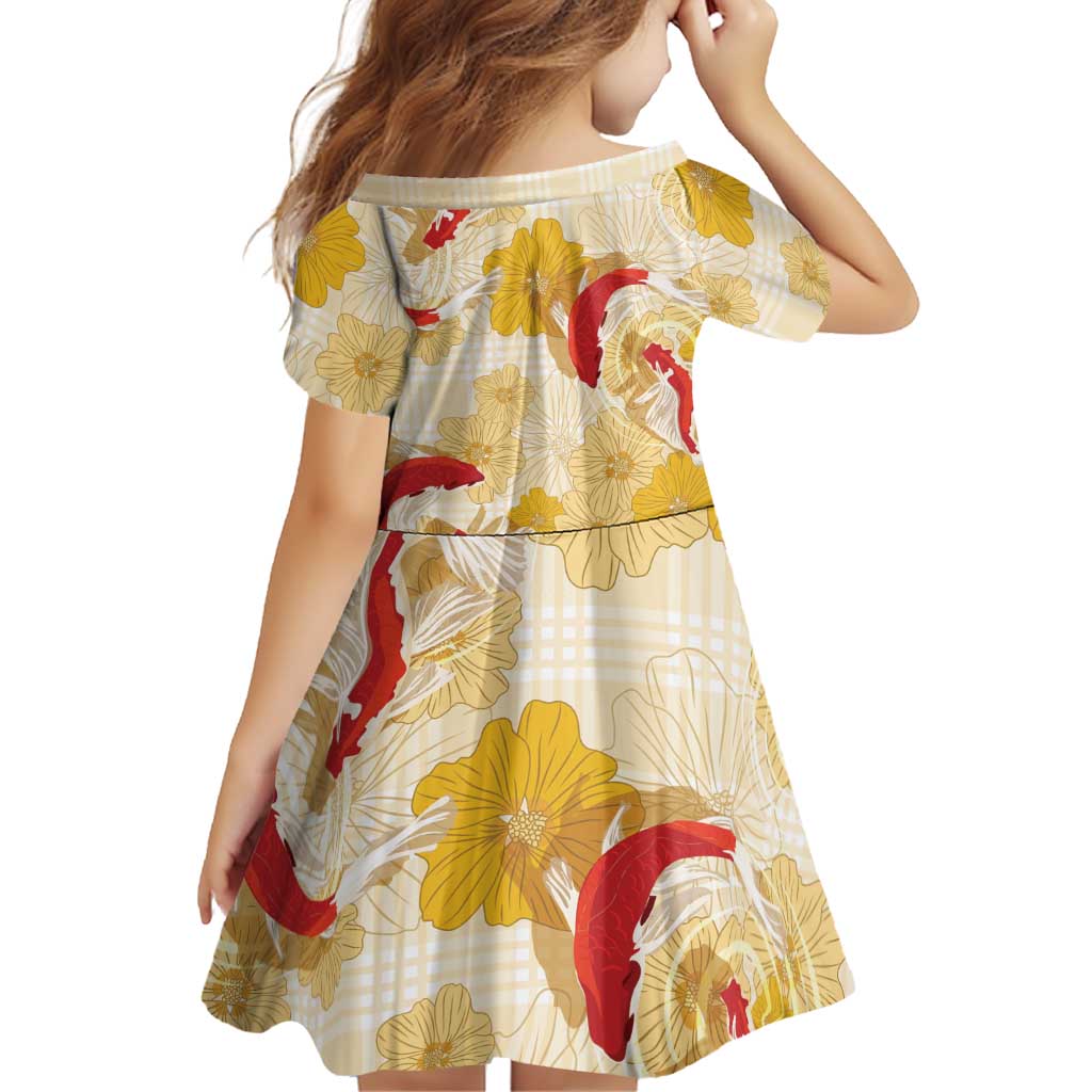 Beige Palaka Hawaii Aloha Family Matching Puletasi and Hawaiian Shirt Koi Pond Mix Ilima Flowers - Polynesian Pride