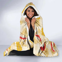 Beige Palaka Hawaii Aloha Hooded Blanket Koi Pond Mix Ilima Flowers - Polynesian Pride