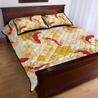 Beige Palaka Hawaii Aloha Quilt Bed Set Koi Pond Mix Ilima Flowers LT7 - Polynesian Pride