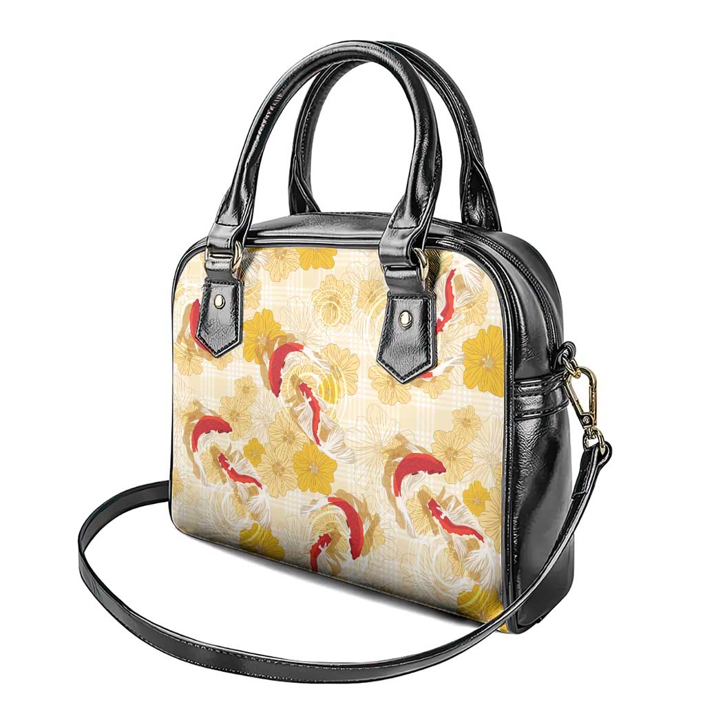Beige Palaka Hawaii Aloha Shoulder Handbag Koi Pond Mix Ilima Flowers - Polynesian Pride