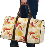 Beige Palaka Hawaii Aloha Travel Bag Koi Pond Mix Ilima Flowers - Polynesian Pride