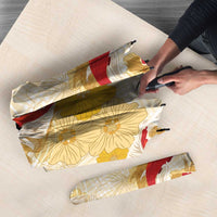 Beige Palaka Hawaii Aloha Umbrella Koi Pond Mix Ilima Flowers - Polynesian Pride