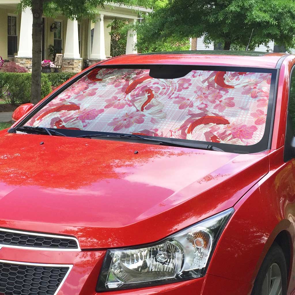 Pink Palaka Hawaii Aloha Auto Sun Shade Koi Pond Mix Sakura - Polynesian Pride