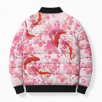 Pink Palaka Hawaii Aloha Bomber Puffer Jacket Koi Pond Mix Sakura - Polynesian Pride