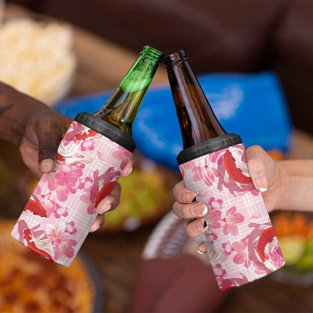 Pink Palaka Hawaii Aloha 4 in 1 Can Cooler Tumbler Koi Pond Mix Sakura - Polynesian Pride