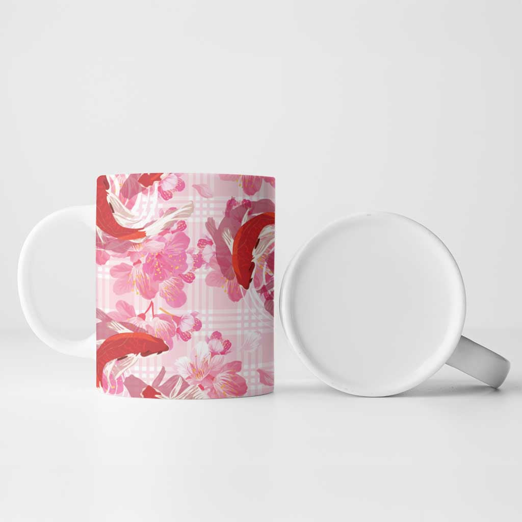 Pink Palaka Hawaii Aloha Ceramic Mug Koi Pond Mix Sakura - Polynesian Pride