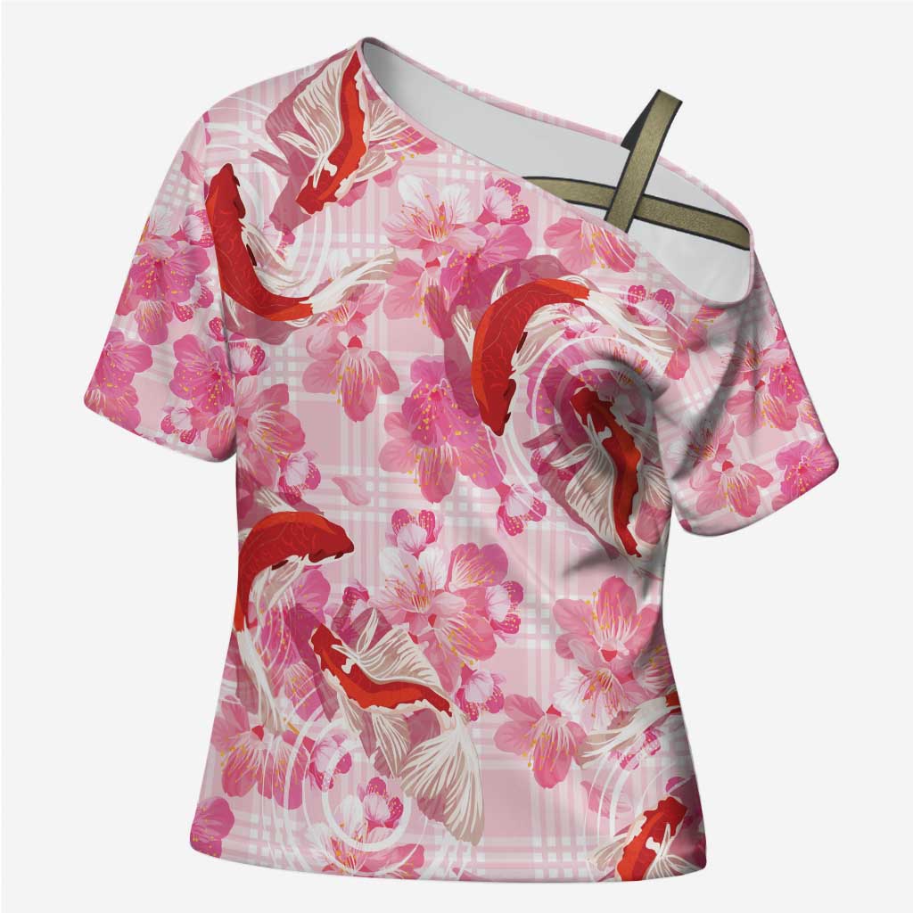 Pink Palaka Hawaii Aloha Cross Shoulder Shirt Koi Pond Mix Sakura - Polynesian Pride