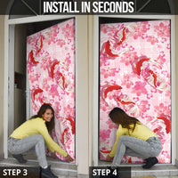 Pink Palaka Hawaii Aloha Door Cover Koi Pond Mix Sakura - Polynesian Pride