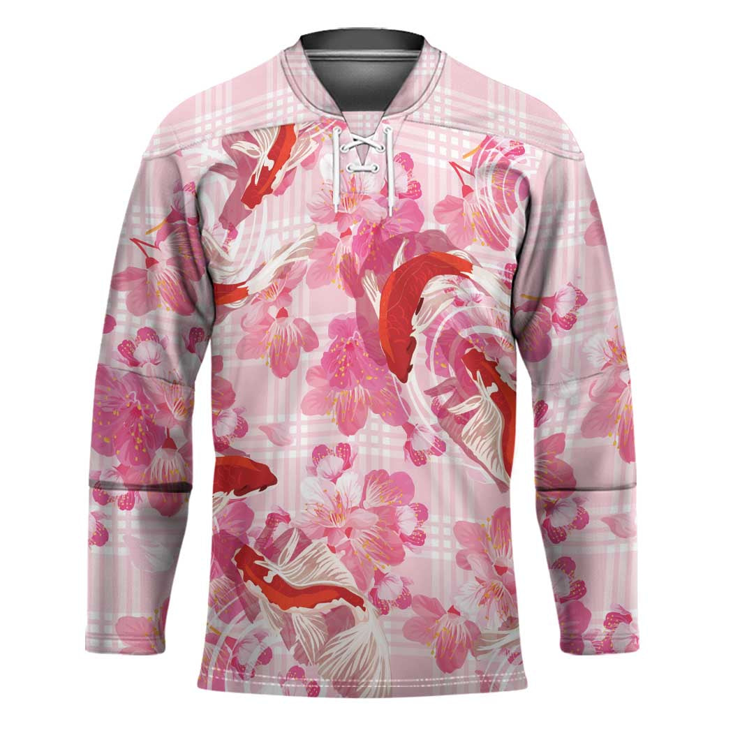 Pink Palaka Hawaii Aloha Hockey Jersey Koi Pond Mix Sakura - Polynesian Pride