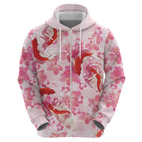 Pink Palaka Hawaii Aloha Hoodie Koi Pond Mix Sakura - Polynesian Pride