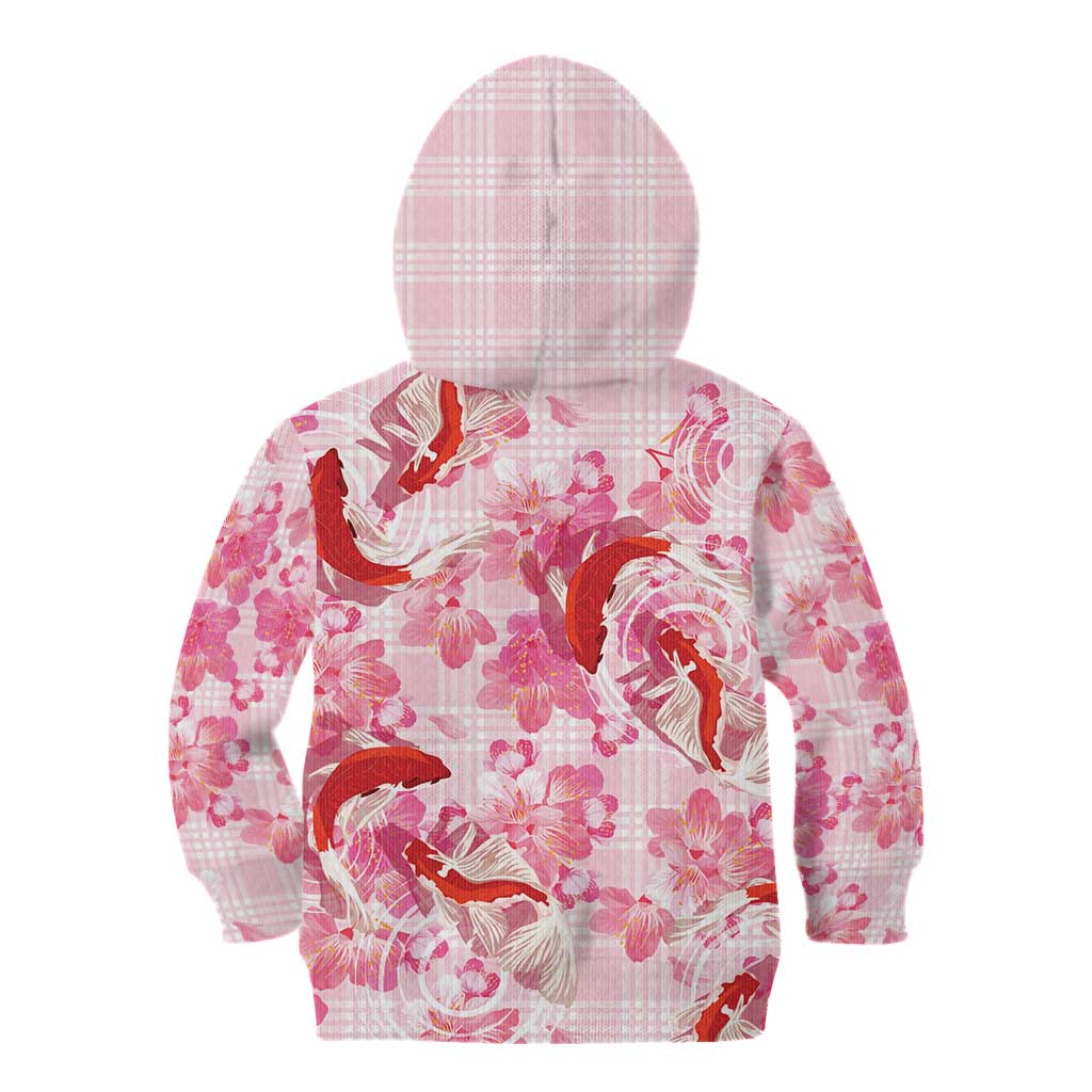 Pink Palaka Hawaii Aloha Kid Hoodie Koi Pond Mix Sakura - Polynesian Pride
