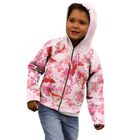 Pink Palaka Hawaii Aloha Kid Hoodie Koi Pond Mix Sakura - Polynesian Pride
