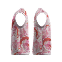 Pink Palaka Hawaii Aloha Christmas Knitted V-Neck Vest Koi Pond Mix Sakura - Polynesian Pride