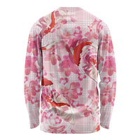 Pink Palaka Hawaii Aloha Long Sleeve Shirt Koi Pond Mix Sakura - Polynesian Pride