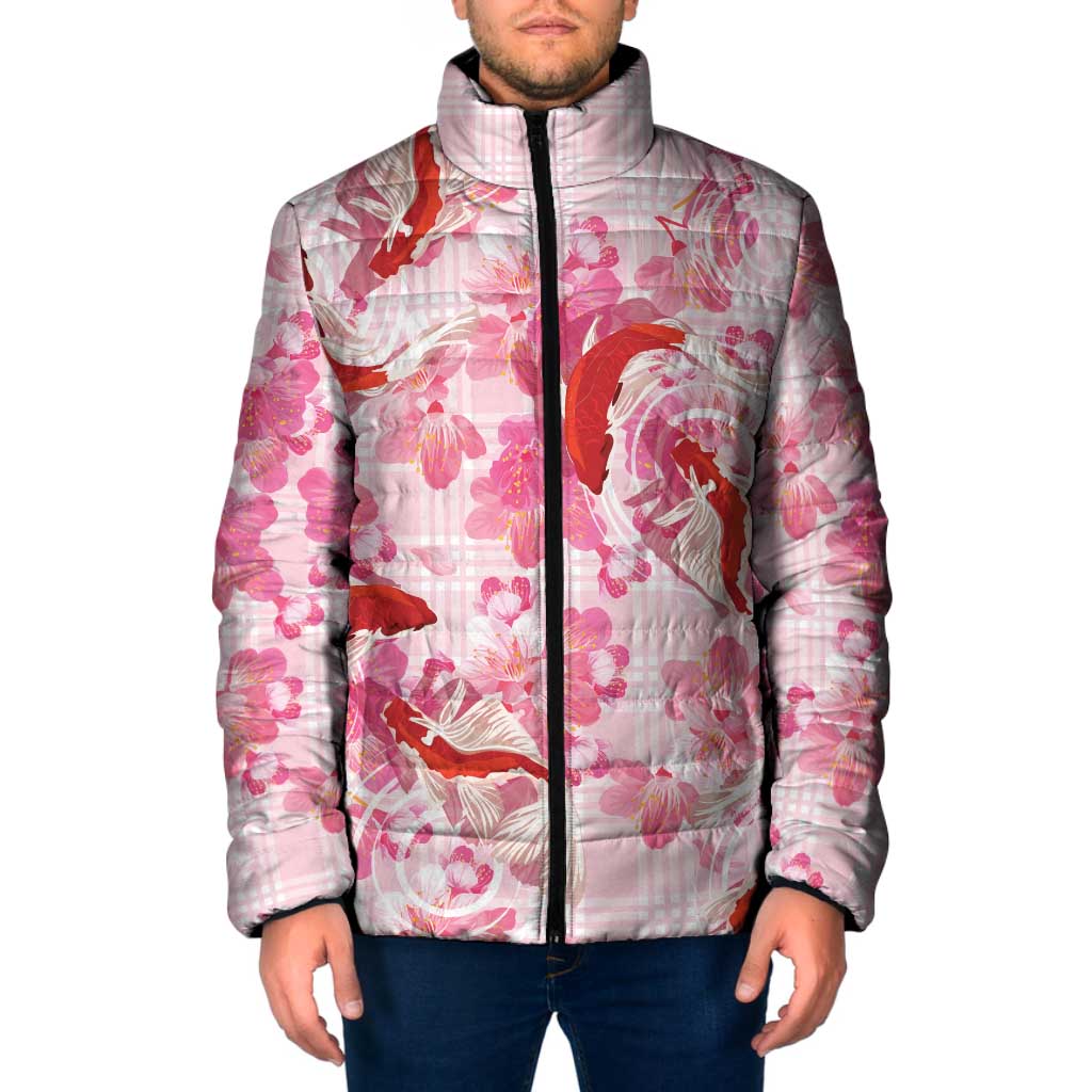 Pink Palaka Hawaii Aloha Padded Jacket Koi Pond Mix Sakura - Polynesian Pride