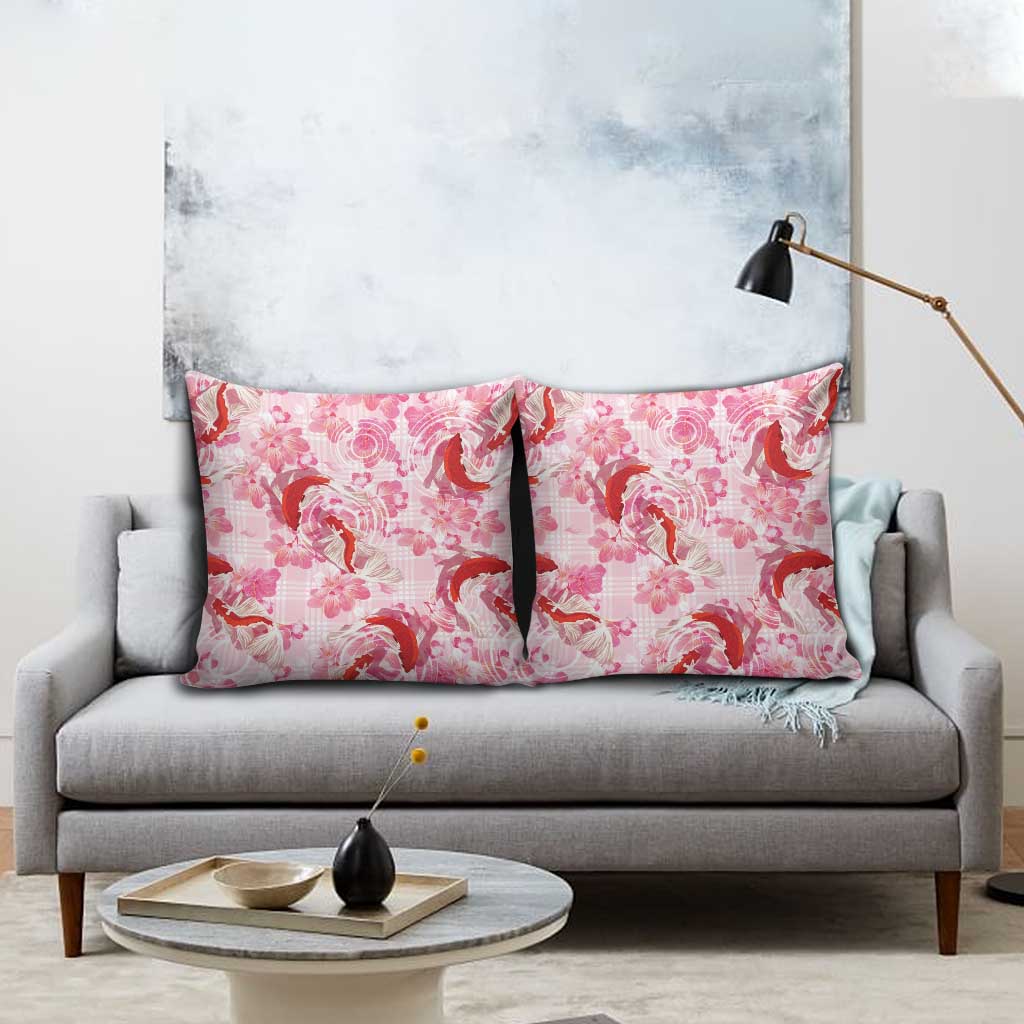 Pink Palaka Hawaii Aloha Pillow Cover Koi Pond Mix Sakura - Polynesian Pride