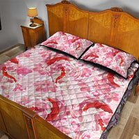 Pink Palaka Hawaii Aloha Quilt Bed Set Koi Pond Mix Sakura - Polynesian Pride