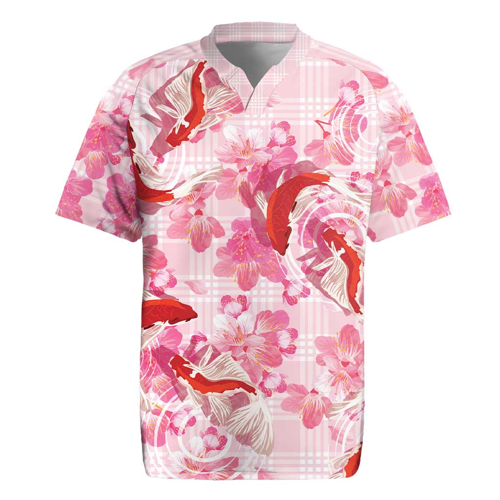 Pink Palaka Hawaii Aloha Rugby Jersey Koi Pond Mix Sakura - Polynesian Pride