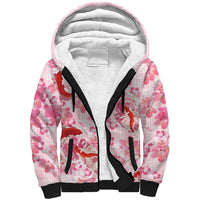 Pink Palaka Hawaii Aloha Sherpa Hoodie Koi Pond Mix Sakura - Polynesian Pride