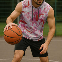 Pink Palaka Hawaii Aloha Sleeveless Hoodie Koi Pond Mix Sakura - Polynesian Pride