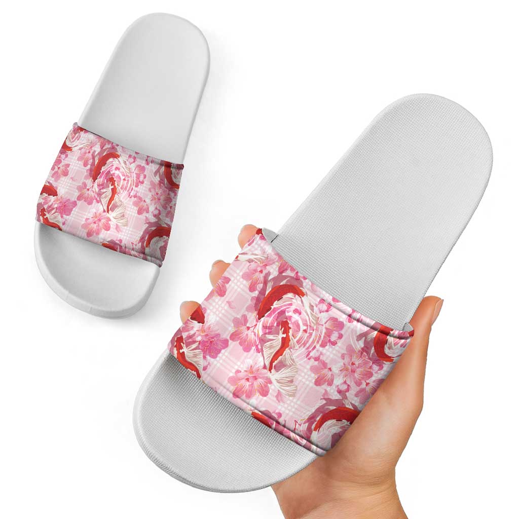 Pink Palaka Hawaii Aloha Slide Sandals Koi Pond Mix Sakura - Polynesian Pride